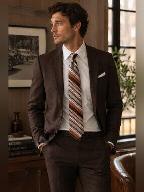 Vintage Givenchy Brown and Orange Patterned Tie